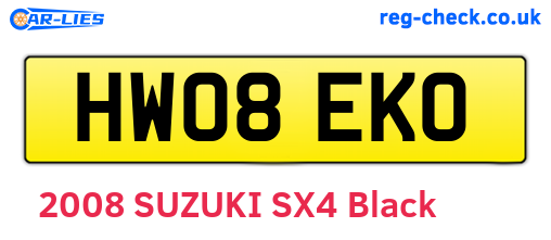 HW08EKO are the vehicle registration plates.