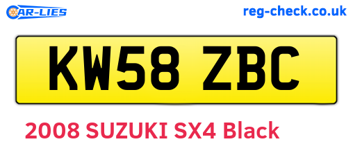KW58ZBC are the vehicle registration plates.