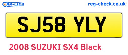 SJ58YLY are the vehicle registration plates.
