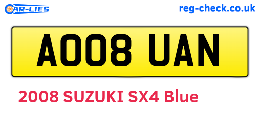 AO08UAN are the vehicle registration plates.