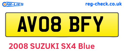 AV08BFY are the vehicle registration plates.