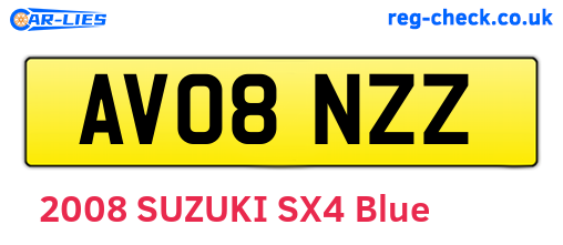AV08NZZ are the vehicle registration plates.