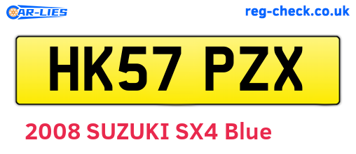 HK57PZX are the vehicle registration plates.