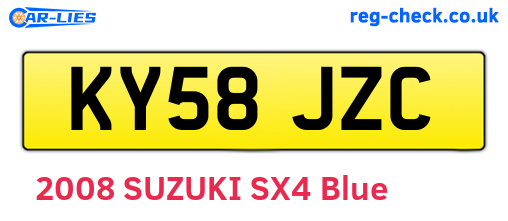 KY58JZC are the vehicle registration plates.