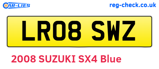 LR08SWZ are the vehicle registration plates.