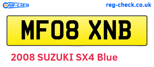 MF08XNB are the vehicle registration plates.