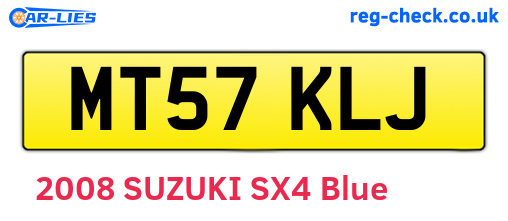 MT57KLJ are the vehicle registration plates.