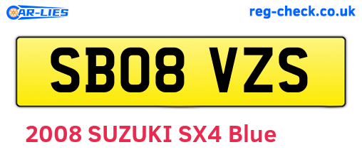 SB08VZS are the vehicle registration plates.