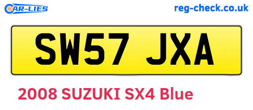 SW57JXA are the vehicle registration plates.