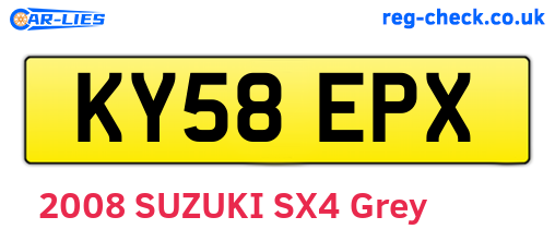 KY58EPX are the vehicle registration plates.