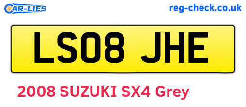 LS08JHE are the vehicle registration plates.