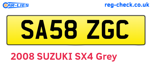 SA58ZGC are the vehicle registration plates.