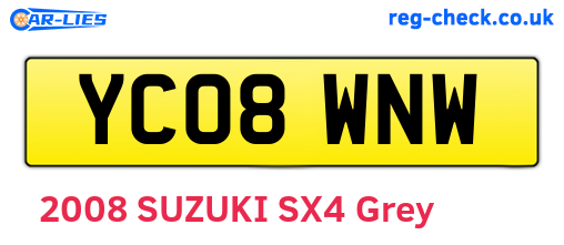 YC08WNW are the vehicle registration plates.
