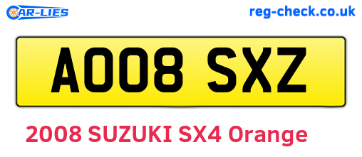 AO08SXZ are the vehicle registration plates.