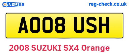 AO08USH are the vehicle registration plates.