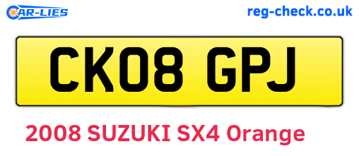 CK08GPJ are the vehicle registration plates.