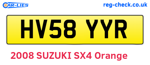HV58YYR are the vehicle registration plates.