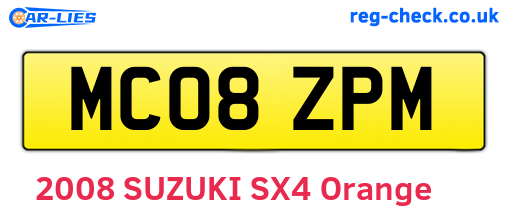 MC08ZPM are the vehicle registration plates.