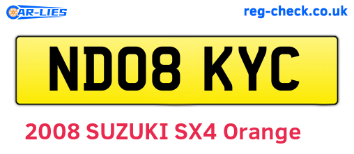 ND08KYC are the vehicle registration plates.