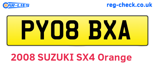 PY08BXA are the vehicle registration plates.