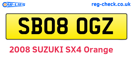 SB08OGZ are the vehicle registration plates.