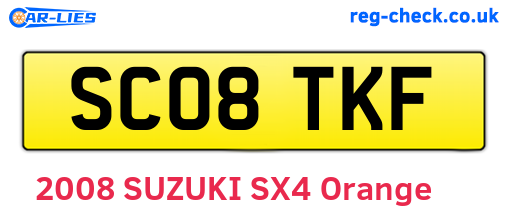 SC08TKF are the vehicle registration plates.