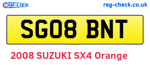 SG08BNT are the vehicle registration plates.