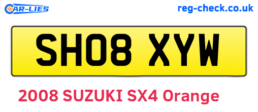 SH08XYW are the vehicle registration plates.