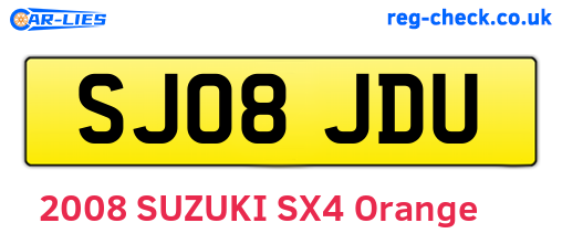 SJ08JDU are the vehicle registration plates.