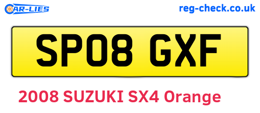SP08GXF are the vehicle registration plates.
