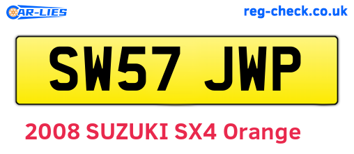 SW57JWP are the vehicle registration plates.