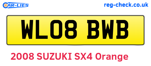 WL08BWB are the vehicle registration plates.