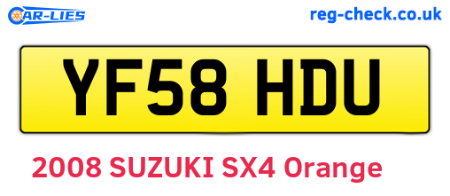 YF58HDU are the vehicle registration plates.