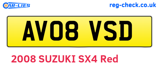 AV08VSD are the vehicle registration plates.