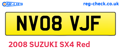 NV08VJF are the vehicle registration plates.