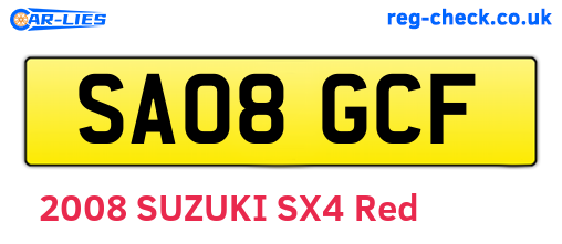 SA08GCF are the vehicle registration plates.