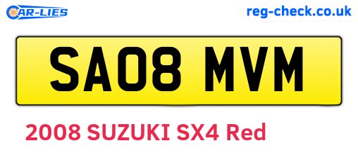 SA08MVM are the vehicle registration plates.