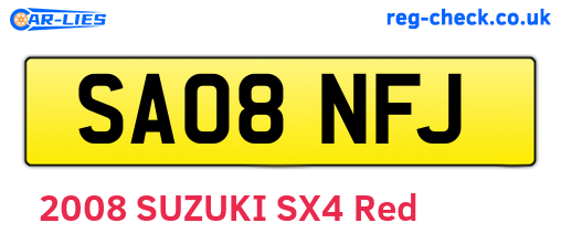 SA08NFJ are the vehicle registration plates.