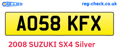 AO58KFX are the vehicle registration plates.