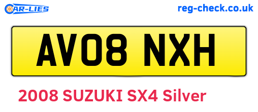 AV08NXH are the vehicle registration plates.