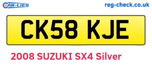 CK58KJE are the vehicle registration plates.