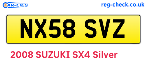 NX58SVZ are the vehicle registration plates.