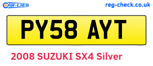PY58AYT are the vehicle registration plates.