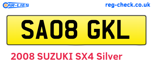 SA08GKL are the vehicle registration plates.