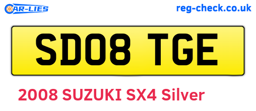 SD08TGE are the vehicle registration plates.