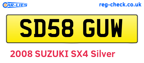 SD58GUW are the vehicle registration plates.