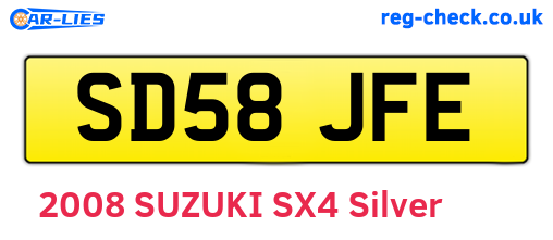 SD58JFE are the vehicle registration plates.