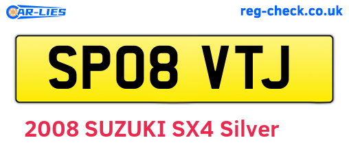 SP08VTJ are the vehicle registration plates.