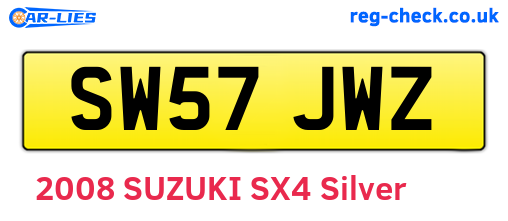 SW57JWZ are the vehicle registration plates.