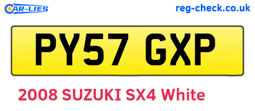 PY57GXP are the vehicle registration plates.